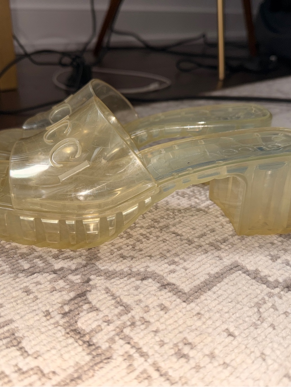 Gucci Transparent Rubber Block Heel Slides Size 37 - Picture 2 of 5
